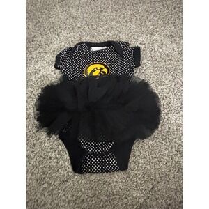 Iowa Hawkeyes Baby Tutu Bodysuit Newborn Black White Polka Dot 
Outfit‎ (A610)